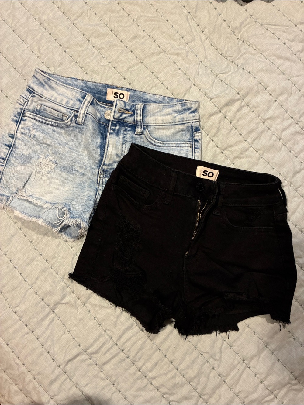 SO high rise shortie Frayed Denim Jean Shorts